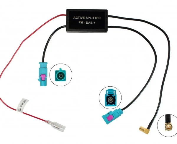 Antennensignal-Verteiler aktiv - für passive Antennen - Stecker: FAKRA / FAKRA