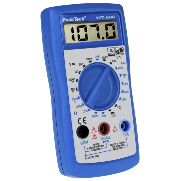 Digitalmultimeter PeakTech "P1070", 2000 Counts, 300 V AC/DC, 10 A DC, TÜV/GS
