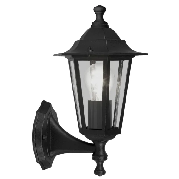 Wandleuchte EGLO "Laterna 4", E27, schwarz, klares Glas, Aluminium