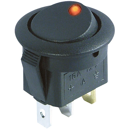 Kfz-Schalter McPower, rote LED, 12V/16A, 3-polig, Stellungen: EIN/AUS