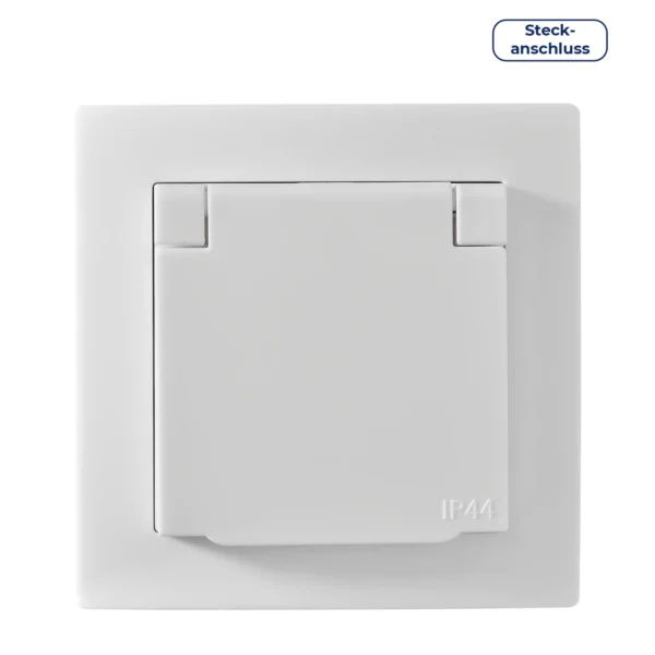 Schutzkontakt-Steckdose McPower "Flair" 250V/16A, UP, IP44, weiß, Steckanschluss