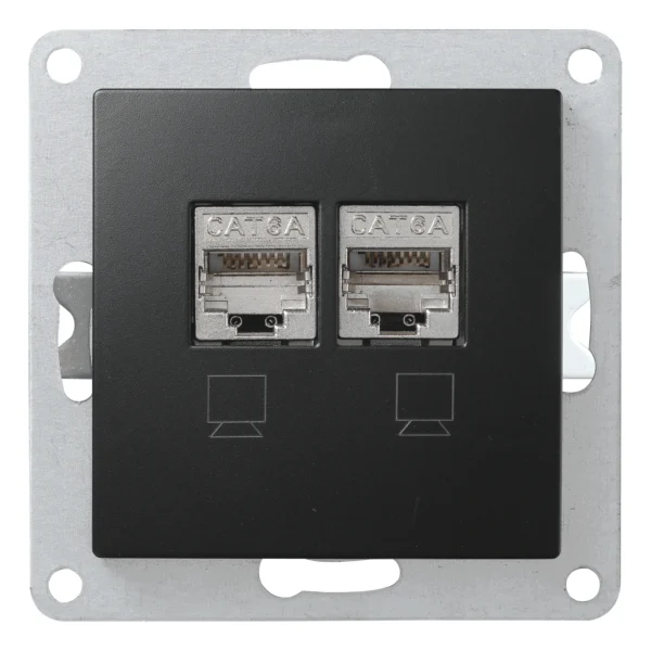 Netzwerk-Dose McPower "Flair" CAT6A, UP, matt schwarz, vollgeschirmt