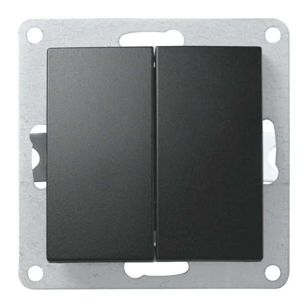 Wechselschalter McPower "Flair" 2-fach, 250V~/10A, UP, matt schwarz, Steckanschluss