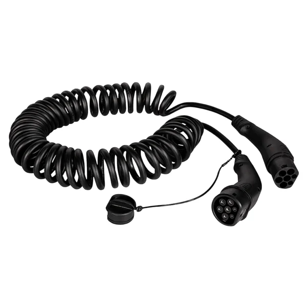 E-Auto-Ladekabel, Typ 2, 3-phasig, spiral, 20 A, 11 kW, 5m