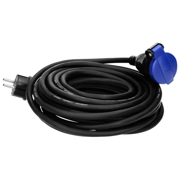 Netzkabel Schutzkontakt-Verlängerung, 30m, 3x1,5mm², IP44, schwarz