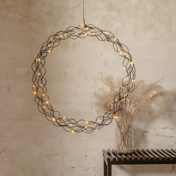 LED-Dekoleuchte "Curly", Metall, 0.5W, 3V, 33 lm, warmweiß, 50 LED's, 48x48cm