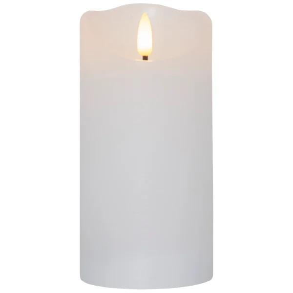 LED Echtwachs-Kerze "Flamme Rustic", weiß, 15x7.5cm, Timer