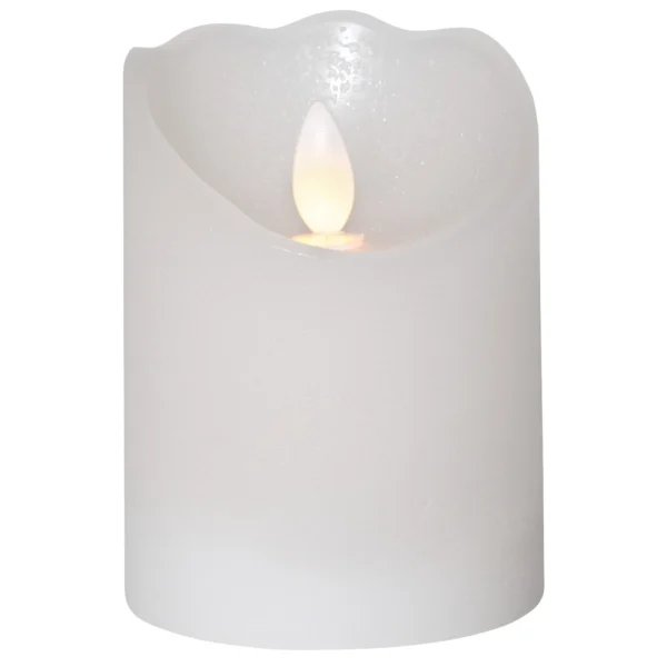 LED Echtwachs-Kerze "Glow", weiß, 7.5x10cm, Timer, batteriebetrieben, flackernd