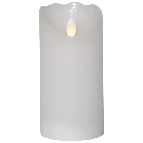 LED Echtwachs-Kerze "Glow", weiß,7.5x15cm, Timer, batteriebetrieben, flackernd