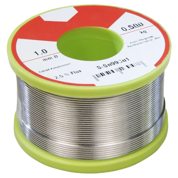 Lötzinn auf Rolle, 1mm, 500g, bleifrei (99% Sn 1% Cu 2,5% Sb)