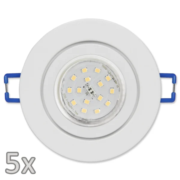 Einbauleuchten-Set McShine, 5xRahmen, 5xLED-Strahler, GU10, 5W, 500lm, weiß,IP44