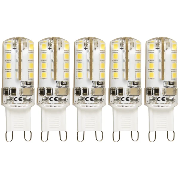 LED-Stiftsockellampe McShine "Silicia", G9, 2,3W, 180 lm, warmweiß, 5er-Pack