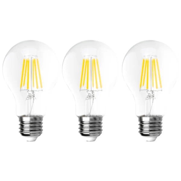 LED Filament Set McShine, 3x Glühlampe, E27, 8W, 1055lm, warmweiß, klar