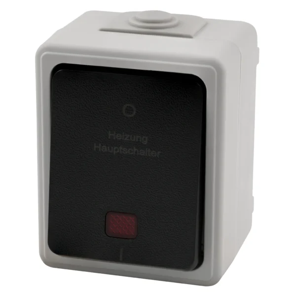 Feuchtraum Heizungs Hauptschalter McPower "Taff", 250V~/10A, IP44, AP, grau