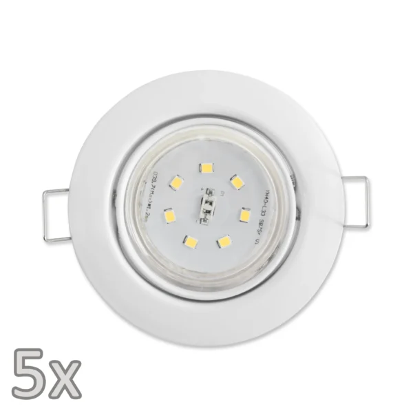 Einbauleuchten-Set McShine, 5xRahmen, 5xLED-Strahler,  GU10, 3W, 300 lm, weiß