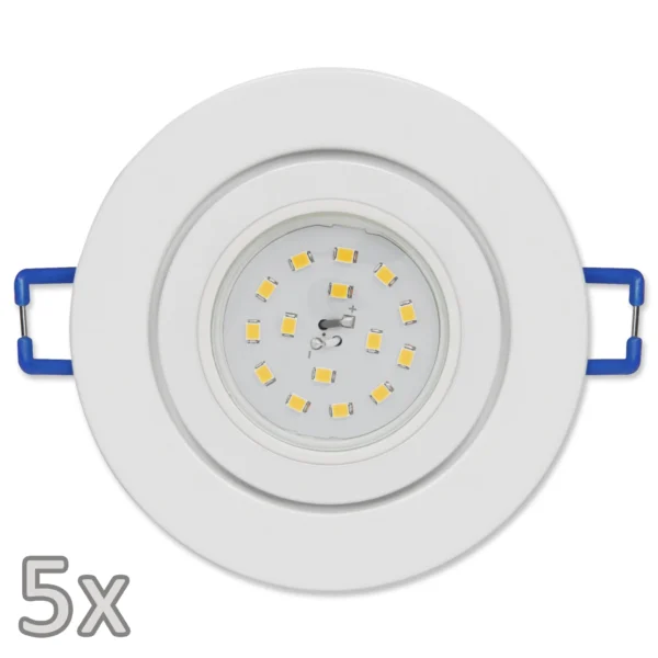 Einbauleuchten-Set McShine, 5xRahmen, 5xLED-Strahler, 5W, 400lm, 230V, weiß,IP44