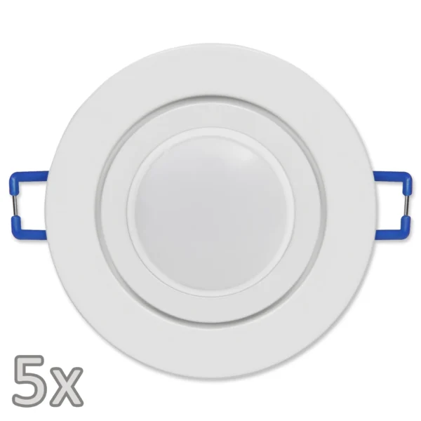 Einbauleuchten-Set McShine, 5xRahmen, 5xLED-Modul, 7W, 608lm, 230V, weiß, IP44