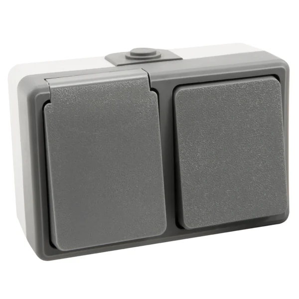Feuchtraum Kombi-Dose McPower "Secure" 250V~, Schalter+Steckdose, IP44, AP, grau
